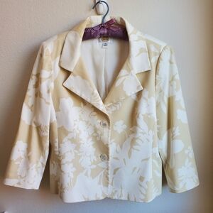 Talbots Cream and Light Tan Floral Women's Blazer